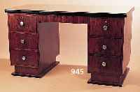 SCHREIBTISCH, ART-DECO, FRANKREICH, UM 1930, VENGE (TROPISCHES HOLZ), SCHWARZ ABGESETZT, MIT AUFGEGELEGTER GLASPLATTE, 7 SCHUBALDEN, 76 X 129 X ...