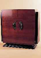 BAR, ART-DECO, FRANKREICH, UM 1930, PALI- SANDER, SCHWARZ ABGESETZT, SCHöNE GRIFFE, ALTERSSPUREN, 91 X 92 X 35 CM