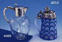 KARAFFE, DEUTSCH UM 1900, 800ER SILBER, GESCHENK VON 3 MAJOREN AN EINE KöNIGL. HOHEIT, VERTREIBER G.E. KEYSER, KRISTALL- GLAS ...