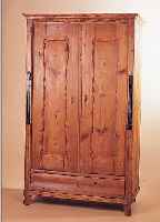SCHRANK, WEICHHOLZ, UM 1850, ZWEITüRIG, Tü- REN KASSETTIERT, GESCHWEIFTE SOCKELSCHUBLADE, KLEINE, SCHWARZGELACKTE HALBSäULEN, OHNE ...