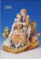 PORZELLANFIGUR, ENGLAND, CHELSEA, UM 1820, GRüNE ANKERMARKE, ROMANTISCHE SCHäFERSZENE NACH FRANZöS. VORBILD, SCHöNE BUNTE BEMALUNG, ...