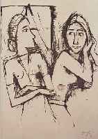 HOFER, CARL, KARLSRUHE 1878-1955 BERLIN, ZWEI MäDCHEN AM FENSTER, LITHOGRAPHIE VON 1923, AUS DER MAPPE ZENANA, MIT TROCKEN- STEMPEL DER ...