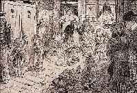 ZILLE, HEINRICH, 1858-1929, IN EINER GASSE, LITHOGRAPHIE, RE. U. SIGNATURSTEMPEL, RüCKSEITIG NACHLAßSTEMPEL, CA. 20 X ...