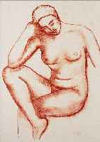 MAILLOL, ARISTIDE, 1861-1944, WEIBLICHER AKT, LITHOGRAPHIE IN ROT, RE. U. MONOGR., CA. 26 X 20 CM