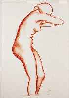 MAILLOL, ARISTIDE, 1861-1944, WEIBLICHER AKT, LITHOGRAPHIE IN ROT, RE. U. MONOGR., CA. 31 X 17 CM, PP