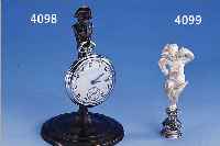 TASCHENUHRENSTäNDER, NAPOLEON, BRONZE PATINIERT, MIT HERRENTASCHENUHR, EMAILZIFFER- BLATT, UHR LäUFT, FKT. UNGEPR., H. CA. 11 CM