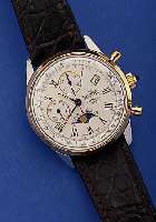 EBERHARD & CO. HERRENARMBANDUHR TACHYMETRE- CHRONOGRAPHE MECANIQUE, EDELSTAHL, LüNETTE 20 MICRON GOLDAUFL., HANDAUFZUGSWERK NR. 7768 ...