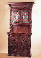 AUFSATZBUFFET, BELGIEN UM 1880/1900, IM STILDES FRüHBAROCK/RENAISSANCE, EICHE TEILMASSIV, REICH GESCHNITZT, TüREN DES AUFSATZ MIT ...