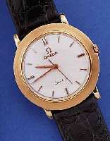 OMEGA HERRENARMBANDUHR, REF.-NR. 131006/62, SCHWEIZ UM 1963, ROSE-G. 750/000, BODEN GEDR.,LüNETTE MATT., BLATT REST., RUNDANKERW. ...