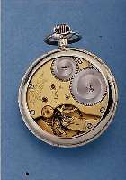 J.ASSMANN GLASHÜTTE TASCHENUHRWERK, REF.- NR. 8809 FüR SAVONETTEGEH. PROV. IN NICKEL- GEH., 2-TEIL. EMAILBL. SIGN., ZEIGERSTELLRIE- GEL INNEN ...