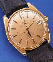 UNIVERSAL GENEVE HERRENARMBANDUHR UNISONIC/ CHRONOMETER, REF.-NR. 152200, SCHWEIZ UM 1970, GG 750/000, BODEN GESCHR., SAT. BLATT, AUFGES. ...