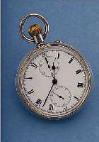 TASCHENUHRCHRONOGRAPH, SCHWEIZ/ENGL. UM 1910, 925ER SILBER, EMAILBL. FEINHAARR. (M. LUPE ERKKENBAR), GEBL. STAHLZ., 30 MIN.-STOPP-ZäHLER, ...