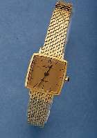 BULOVA DAMENGOLDBANDUHR LOUIS RODIN, QUARTZ GG 750/000 INCL. BAND (AM VRSCHL. VERL. AUF 19 CM), SICHERHEITSKETTCHEN, SCHMUCKKRONE, BODEN ...