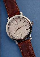 LE GUET HERRENARMBANDUHR, AUTOMATIK, POL. EDELSTAHLGEH. INCL. ORIGINAL LEDERBAND M. STIFTSCHLIEßE, ANZ. V. STD., MIN., DAT. BEI 3,KL. SEK. ...