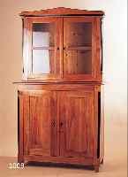 AUFSATZVITRINE, MITTELDEUTSCH, UM 1850/60, KIRSCHBAUM MEIST MASSIV, TüREN UNTEN, VERGLASTES OBERTEIL, DEKORATIVE SCHWARZE SäULEN ...