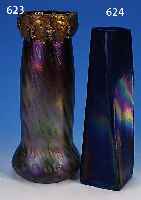 VASE, ÖSTERREICH, PALLME-KöNIG, 1905, KöNIGSBLAUES GLAS, IN SICH GEDREHTE ZYLINDER- FORM, MEHRFACH LüSTRIERT, H. CA. 29 CM
