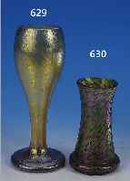 VASE, ÖSTERREICH, WOHL PALLME-KöNIG, UM 1900-1910, FARBLOSES GLAS MIT GELBEN AUF-SCHMELZUNGEN, MEHRFACH LüSTRIERT, H. CA. 21 CM