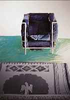 HOCKNEY, DAVID, CORBUSIER CHAIR AND RUG, FARBOFFSET, PLAKAT ZUR AUSST. GALLERY EMMERICH, NEW YORK 1996, 93.5 X 66.5 CM, SIGNIERT