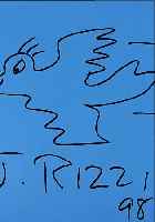 RIZZI, JAMES, BILDBAND: RIZZI, VERLAG H. KRAUSE KöLN, VORSATZBLATT MIT FILZSTIFT- ZEICHNUNG VOGEL UND SIGNATUR, CA. 29,5 X 28,5 CM, ...