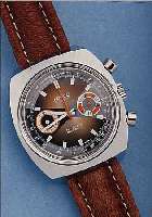 LANCO ARMBANDCHRONOGRAPH, SCHWEIZ UM 1968, MASSIV METALL HARTVERCHR., EDELST.-SCHR.- BODEN, 30-MIN.-STOPPZäHLER, TELE- U. TACHYME- ...