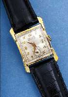 GRUEN ARMBANDUHR VERYTHIN PRECISION, SCHWEIZ/USA UM 1952, GG-FILLED, BER., BODEN GEDR., 3-FLäCH. KONKAVGL., BLATT VERS., FL., ...