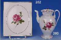 PORZELLANPLATTE, MEISSEN, 20. JHD., 2. WAHL,DEKOR "ROTE ROSE", GOLDRAND, M. CA. 25 X 21 CM