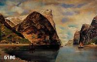Fey, Carl, geb. 1867 DÜsseldorf, erw. bis ca. 1930, Norwegische Fjordlandschaft, Öl/Lwd, li. u. sign. und bez. Ddf., ca. 80 x 120 cm, R. mit ...