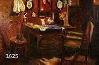 JÄGJÄGER, E.V., DEUTSCHER MALER, UM 1890, INTERIEUR MIT SCHREIBTISCH, ÖL/LWD, RE. U. SIGN., RAHMEN