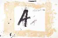 TAPTAPIES, ANTONI, GEB. 1923 BARCELONA, FARBLITHOGRAPHIE, KOMPOSITION MIT GROßEM A, WVZ GALFETTI NR. 639, CA. 55 X 75 CM BLATTGR.