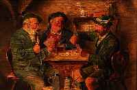 MüLLER, CARL, MüNCHNER MALER, MäNNER BEIM KARTENSPIEL, ÖL/HOLZ, LI. U. SIGN., CA. 20 X 27 CM, R. BESCH.