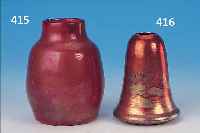 VASE, DELPHIN MASSIER, UM 1900, STEINGUT, KUPFERFARBENE LüSTRIERTE GLASUR, GEäTZTER SEEROSENDEKOR, H. 8 CM