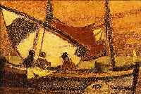 DILL, LUDWIG,  1848 GERNSBACH-1940 KARLSRUHE, FISCHERBOOT, ÖL/MALKARTON, LI. U. ...