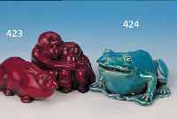 SKULPTUR, FRANKREICH, SIGN. CLEMENT MASSIER, UM 1900, STEINGUT, IN FORM EINES FROSCHES, TüRKISGRüNE LAUFGLASUR, H. CA. 5 CM
