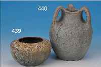 VASE, FRANKREICH, UM 1900, KERAMIK, GRAU- GRüNE GLASUR, DREI HENKEL, AM BODEN UNLESER- LICH SIGN., H. CA. 15 CM