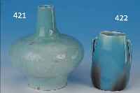 VASE, CLEMENT MASSIER, UM 1900, KERAMIK MIT TüRKISFARBENER LAUFGLASUR, MIN. BEST., H. CA. 13 CM