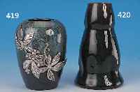 VASE, CLEMENT MASSIER, UM 1900, KERAMIK, GRüN-BRAUNE LAUFGLASUR, MEHRFACH GEDELLTE WANDUNG, H. CA. 12,5 CM