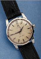 OMEGA HERRENARMBANDUHR SEAMASTER, REF.-NR. 284613SC, SCHWEIZ UM 1959, EDELST., BODEN GEDR., WG-STD.-ZEICHEN M. ONYXEINL., WERK VERG., 20 ...