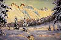 MORAS, BRUNO, WAR UM 1900 IN BERLIN TäTIG, SANKT MORITZ, HIER: SCHNEEBEDECKTE LANDSCHAFT MIT KLEINEM BACH VOR BERGKULISSE, ÖL/LWD., SIGN. U. ...