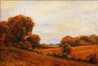 UNBEK. KüNSTLER ANF. 20. JH., HERBSTLICHE WIESENLANDSCHAFT, ÖL/LWD., UNLESERL. SIGN. U. RE. (EVTL. M. UTH), 45 X 64 CM, R.