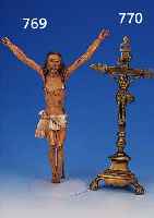 SKULPTUR DES GEKREUZIGTEN CHRISTUS, PERU, 18./19. JH., HOLZ GESCHNITZT UND GEFASST, SOG. GESCHUNDENER KöRPER MIT FOLTERMALEN AUF DEM ...