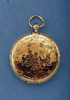 HERRENTASCHENUHR, REF.-NR. 7217, SCHWEIZ UM1860, GG 750/000, SCHLüSSELAUFZUG, BRüCK- SPRUNGDECKEL-FUNKTION, EMAILBL., GEBL. STIL- ...