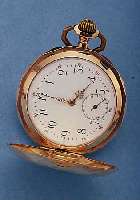 HERRENTASCHENUHR SAVONETTE, REF.-NR. 189161,SCHWEIZ UM 1906, RG 8 CT, RäNDER MEHRFLäCHIG, BEIDE SCHALEN BLüTEN- U. RANKENDEKOR, MONOGR.-SPIEGEL ...