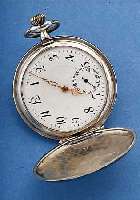 HERRENTASCHENUHR SAVONETTE, SCHWEIZ UM 1920, TULASILBER (800), RINDENMUSTER-DESIGN, MONGR.-SPIEGEL FREI, EMAILBL., WERK VERG., 15 STEINE, ...
