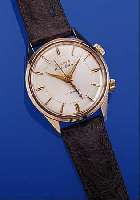 BULOVA ARMBANDWECKER, REF.-NR. 445/1, SCHWEIZ UM 1962, METALL VERG., EDELSTAHLBODEN GESCHR., 17 ST., GEH- U. WECKWERK EIN FEDER- HAUS, ...