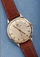 GIRARD PERREGAUX HERRENARMBANDUHR, SCHWEIZ UM 1964, NEUTR. RG 750/000 GEH., BODEN U. GLASRAND AUFGEDR., BLATT VERS., L. FLECKIG, 17STEINE, ...