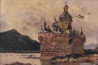 UNBEKANNTER KüNSTLER, UM 1914/15, DIE PFALZ AM RHEIN, L. H. MONOGR., OBERFLäCHE L. ZERKRATZT, ALTERS- U. GEBRSSP., M. 43,5 X 52,5 CM, ...