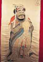 SEIDENSTICKBILD, CHINA, UM 1900, DARSTELLUNG EINES WüERDENTRäGERS, AUF SEIDE, SEHR FEINE BLATTSTICHSTICKEREI, CA. 130X54 CM,L. ...