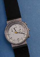 BRAUN ARMBANDCHRONOGRAPH, DEUTSCHLAND UM 1997, EDELST. MATT., HIGH-TECH-QUARTZWERK, 30-MIN.-STOPPZäHLER, DATUM, LEDERB., ORIG.- ETUI, ...