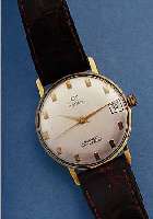 ORDIAM HERRENARMBANDUHR AUTOMATIK, DEUTSCHL.UM 1964, GG 585/000, EINSCHALENAUSF., 25 ST., ZENTRALROTOR, RINGUNR., STOßGES., HB KAL. 313,LEDERB., EZ ...
