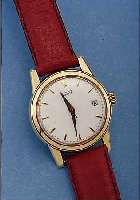 TISSOT HERRENARMBANDUHR AUTOMATIK, SCHWEIZ UM 1956, GG 585/000, BODEN GEDR., BLATT REST.,17 ST., ZENTRALROTOR, KAL. 28SR-621, SCHR.- UNR., ...